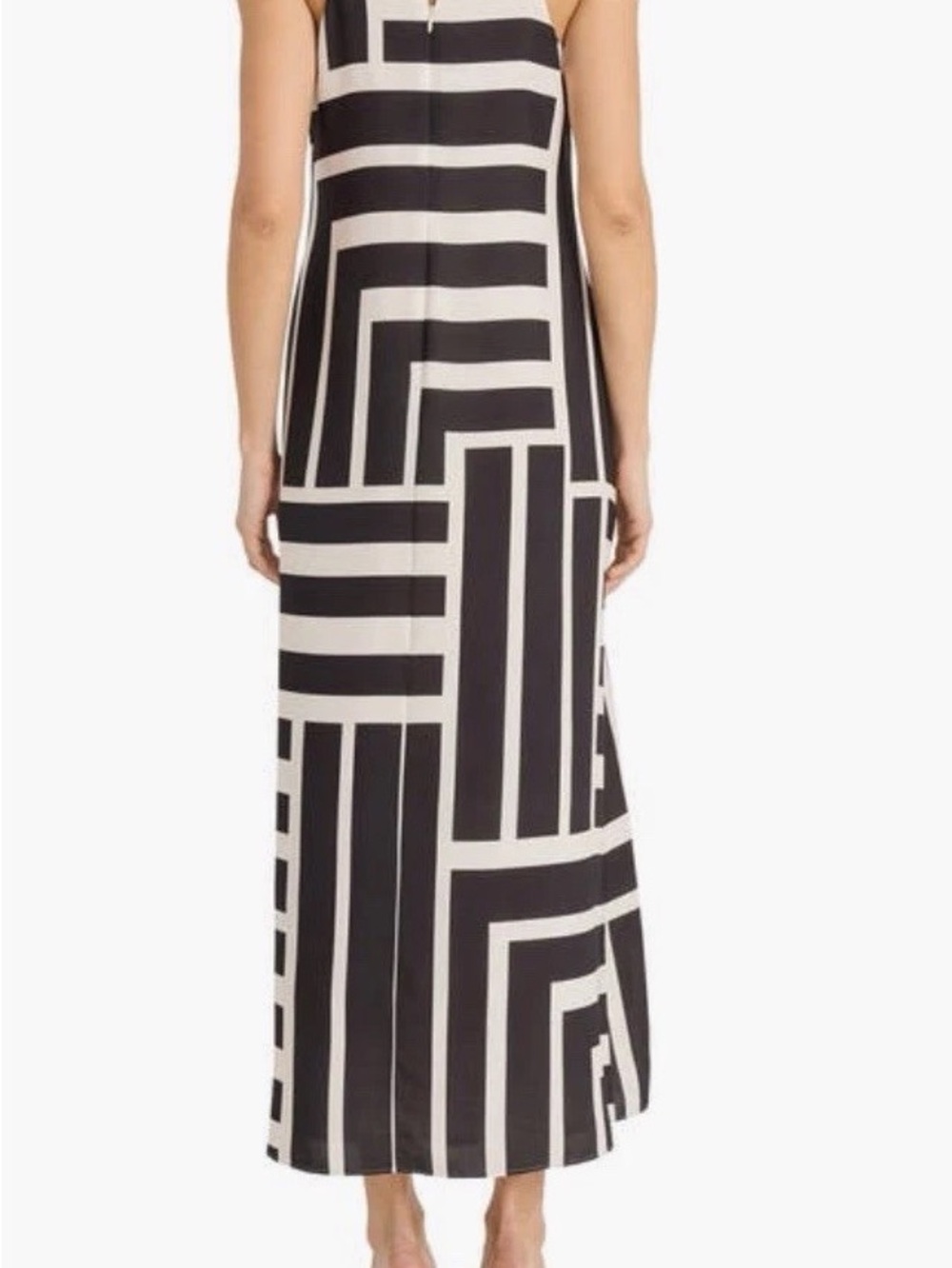 Donna Morgan Black and Ivory Geometric Maxi Dress NWT Size 8 - Picture 6 of 8